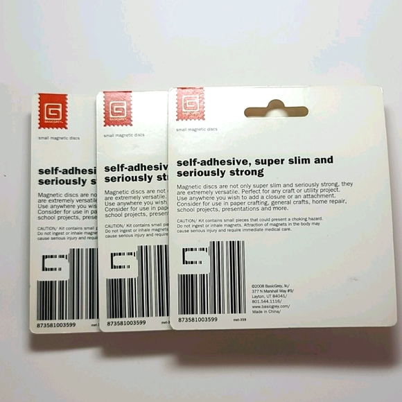 Basic Grey Small Magnets - 3 packs of 20 - Picture 3 of 3